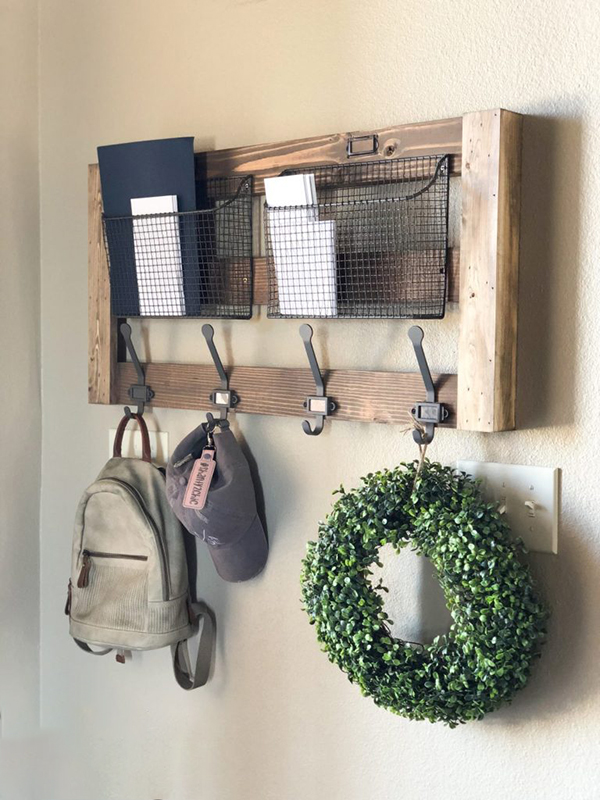 Kệ treo và giỏ kết hợp để thư từ, đồ dùng nhỏ