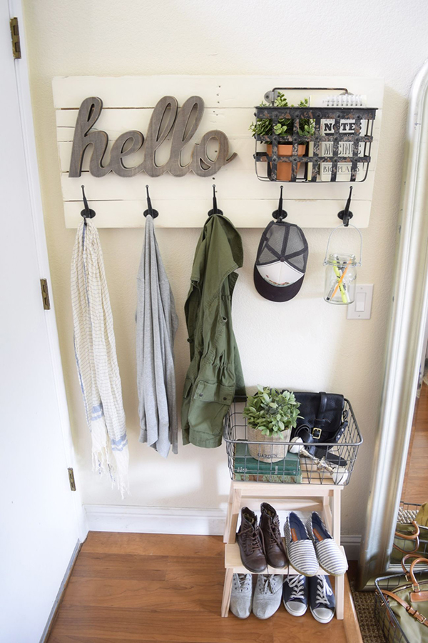 kệ treo đồ kết hợp giỏ đựng và giá giày