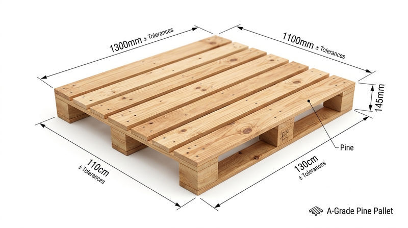 Thông số kỹ thuật chi tiết Pallet gỗ thông 110cm x 130cm